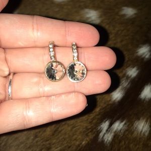 Gold earrings with rhinestones